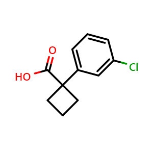 Chemical structure of 1-(3-Chlorophenyl)cyclobutanecarboxylic acid , CAS 151157-55-0, AChemBlock O28417