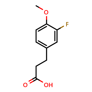 Chemical structure of 3-Fluoro-4-methoxy-benzenepropanoic acid , CAS 69888-90-0, AChemBlock O28425