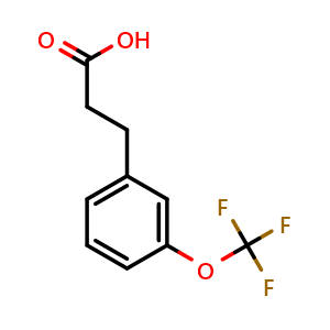 Chemical structure of 3-(Trifluoromethoxy)-benzenepropanoic acid , CAS 168833-77-0, AChemBlock O28429