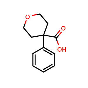 Chemical structure of 4-(Phenyl)-oxane-4-carboxylic acid , CAS 182491-21-0, AChemBlock O28432