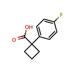 Chemical structure of 1-(4-Fluorophenyl)cyclobutanecarboxylic acid , CAS 151157-46-9, AChemBlock O28436