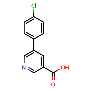 Chemical structure of 5-(4-Chlorophenyl)-3-pyridinecarboxylic acid , CAS 187999-33-3, AChemBlock O28440