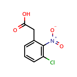 Chemical structure of 3-Chloro-2-nitrophenylacetic acid , CAS 23066-21-9, AChemBlock O28447