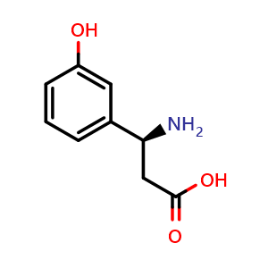 Chemical structure of (S)-3-Amino-3-(3-hydroxyphenyl)propionic acid , CAS 695149-42-9, AChemBlock O28449