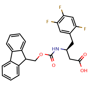 Chemical structure of N-Fmoc-(S)-2,4,5-trifluoro-b-homophenylalanine , CAS 959580-94-0, AChemBlock O28454