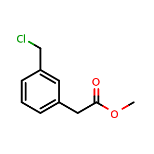 Chemical structure of 3-(Chloromethyl)-benzeneacetic acid methyl ester , CAS 91880-72-7, AChemBlock O28456