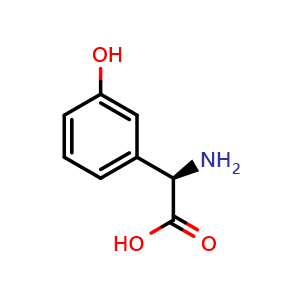 Chemical structure of (R)-2-(3-Hydroxyphenyl)glycine , CAS 25698-27-5, AChemBlock O28464