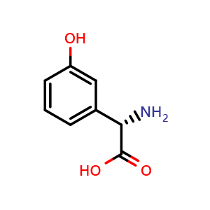 Chemical structure of (S)-2-(3-Hydroxyphenyl)glycine , CAS 71301-82-1, AChemBlock O28477