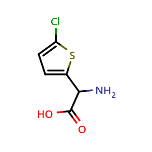 Chemical structure of 2-(5-Chlorothiophen-2-yl)glycine , CAS 89379-87-3, AChemBlock O28483