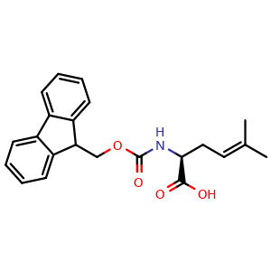 Chemical structure of Fmoc-(S)-2-Amino-5-methylhex-4-enoic acid , CAS 914486-08-1, AChemBlock O28502