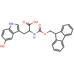 Chemical structure of Fmoc-5-Hydroxy-DL-tryptophan , CAS 351857-99-3, AChemBlock O28503