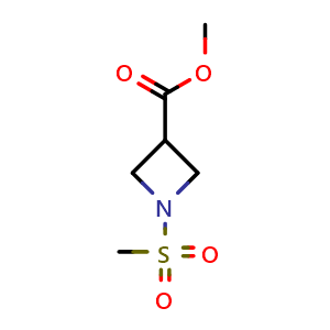 Chemical structure of Methyl 1-(Methylsulfonyl)-3-azetidinecarboxate , CAS 1418117-81-3, AChemBlock O28504