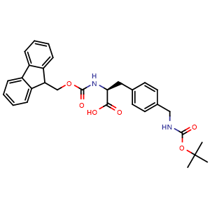 Chemical structure of Fmoc-4-(Boc-aminomethyl)-L-phenylalanine , CAS 204715-91-3, AChemBlock O28512