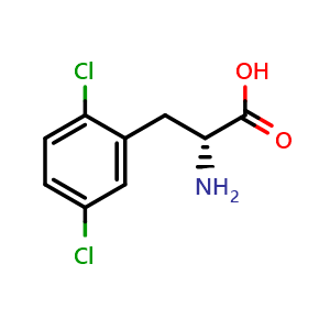Chemical structure of 2,5-Dichloro-D-phenylalanine , CAS 718596-54-4, AChemBlock O28519
