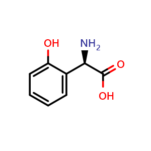 Chemical structure of (R)-2-(2-Hydroxyphenyl)glycine , CAS 185339-06-4, AChemBlock O28562