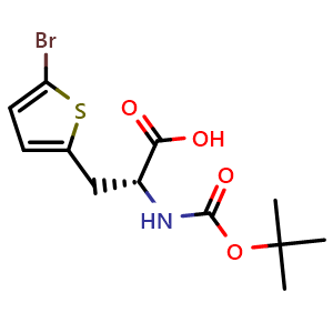 Chemical structure of Boc-3-(5-bromothien-2-yl)-D-alanine , CAS 261380-16-9, AChemBlock O28577