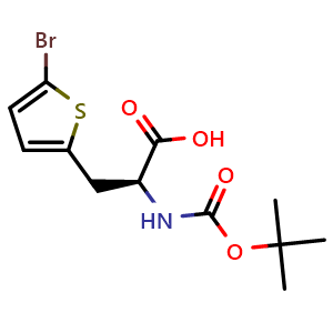 Chemical structure of Boc-3-(5-bromothien-2-yl)-L-alanine , CAS 190319-95-0, AChemBlock O28578