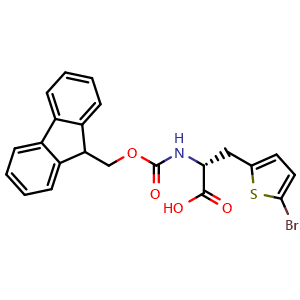 Chemical structure of Fmoc-3-(5-bromothien-2-yl)-D-alanine , CAS 220497-83-6, AChemBlock O28579