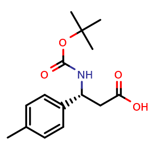 Chemical structure of Boc-(R)-3-Amino-3-(4-methylphenyl)propionic acid , CAS 479064-97-6, AChemBlock O28585