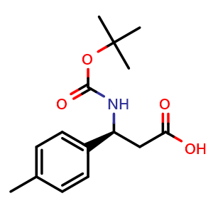 Chemical structure of Boc-(S)-3-Amino-3-(4-methylphenyl)propionic acid , CAS 479064-96-5, AChemBlock O28588