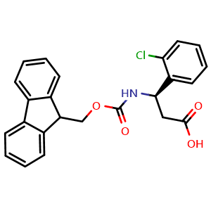 Chemical structure of Fmoc-(R)-3-Amino-3-(2-chlorophenyl)propionic acid , CAS 511272-52-9, AChemBlock O28591