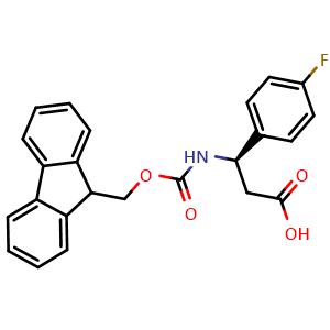 Chemical structure of Fmoc-4-Fluoro-D-b-phenylalanine , CAS 479064-95-4, AChemBlock O28631