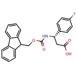 Chemical structure of Fmoc-4-Fluoro-L-b-phenylalanine , CAS 479064-89-6, AChemBlock O28632