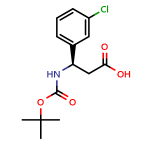 Chemical structure of Boc-(R)-3-Amino-3-(3-chlorophenyl)propionic acid , CAS 500789-06-0, AChemBlock O28638