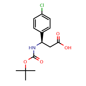 Chemical structure of Boc-4-Chloro-D-b-phenylalanine , CAS 479064-93-2, AChemBlock O28652