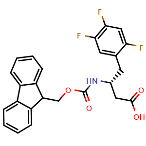 Chemical structure of Fmoc-(R)-3-Amino-4-(2,4,5-trifluorophenyl)butyric acid , CAS 1217818-53-5, AChemBlock O28669