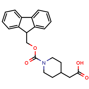Chemical structure of N-Fmoc-4-piperidineacetic acid , CAS 180181-05-9, AChemBlock O28677