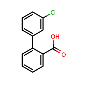 Chemical structure of 3'-Chlorobiphenyl-2-ylcarboxylic acid , CAS 73178-79-7, AChemBlock O28681