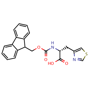 Chemical structure of Fmoc-3-(4-Thiazolyl)-D-alanine , CAS 205528-33-2, AChemBlock O28683