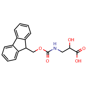 Chemical structure of Fmoc-3-amino-2-hydroxypropionic acid , CAS 161125-36-6, AChemBlock O28684