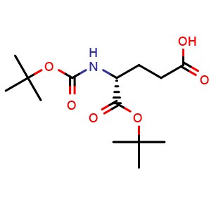 Chemical structure of Boc-D-glutamic acid 1-tert-butyl ester , CAS 73872-71-6, AChemBlock O28685