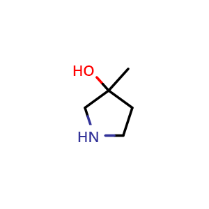 Chemical structure of 3-Methyl-3-pyrrolidinol , CAS 125032-87-3, AChemBlock O28700