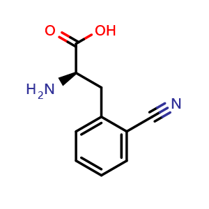 Chemical structure of 2-Cyano-D-phenylalanine , CAS 263396-41-4, AChemBlock O28703