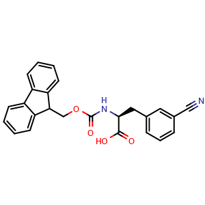 Chemical structure of Fmoc-3-Cyano-L-phenylalanine , CAS 205526-36-9, AChemBlock O28720