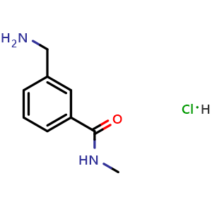 Chemical structure of 3-(Aminomethyl)-N-methylbenzamide hydrochloride , CAS 916211-48-8, AChemBlock O28727