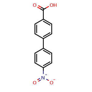 Chemical structure of 4'-Nitrobiphenyl-4-carboxylic acid , CAS 92-89-7, AChemBlock O28731