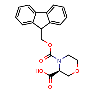 Chemical structure of (S)-4-N-Fmoc-3-morpholinecarboxylic acid , CAS 281655-37-6, AChemBlock O28732