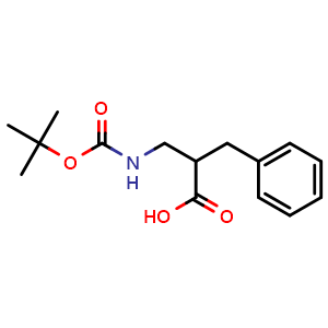 Chemical structure of a-[(Boc-amino)methyl]-benzenepropanoic acid , CAS 26250-90-8, AChemBlock O28736