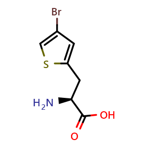 Chemical structure of (S)-a-Amino-4-bromo-2-thiophenepropanoic acid , CAS 154593-57-4, AChemBlock O28746