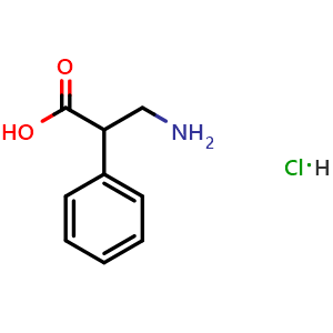 Chemical structure of 3-Amino-2-phenylpropionic acid hydrochloride , CAS 4370-95-0, AChemBlock O28753