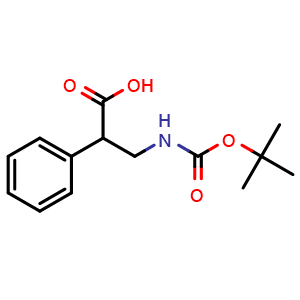 Chemical structure of 3-(Boc-amino)-2-phenylpropanoic acid , CAS 67098-56-0, AChemBlock O28779