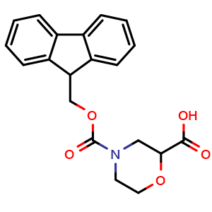 Chemical structure of 4-Fmoc-2-morpholinecarboxylic acid , CAS 312965-04-1, AChemBlock O28796