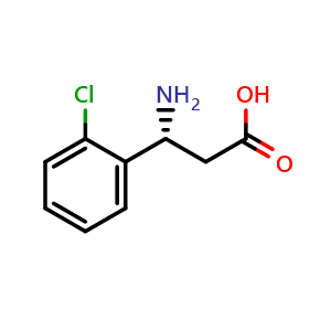 Chemical structure of (R)-3-Amino-3-(2-chlorophenyl)propionic acid , CAS 740794-79-0, AChemBlock O28807