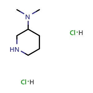 Chemical structure of 3-(Dimethylamino)piperidine dihydrochloride , CAS 126584-46-1, AChemBlock O28829