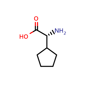 Chemical structure of (R)-2-Cyclopentylglycine , CAS 2521-86-0, AChemBlock O28834