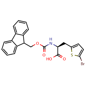 Chemical structure of Fmoc-3-(5-bromothien-2-yl)-L-alanine , CAS 220497-50-7, AChemBlock O28858